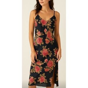 Eve Stillman Floral Nightgown SMALL Vintage Rose Midi Retro Feminine‎ Romantic